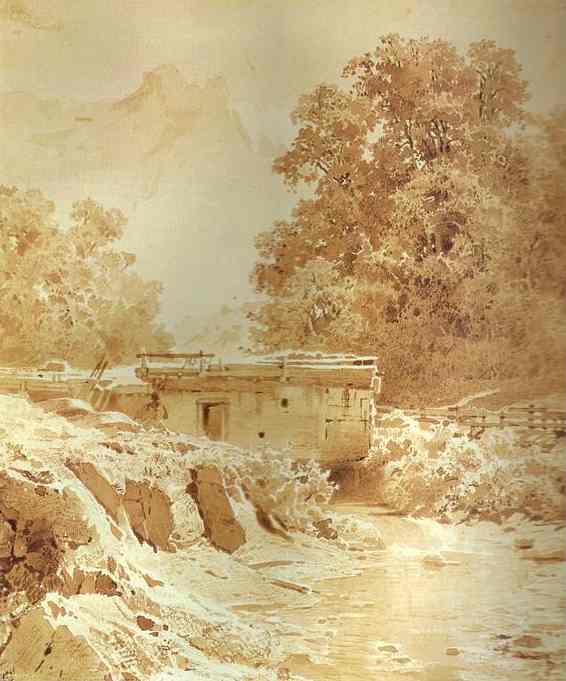 Order Oil Painting Replica Water Mill on a Mountain River. Crimea by Fyodor Alexandrovich Vasilyev (1850-1873, Russia) | ArtsDot.com
