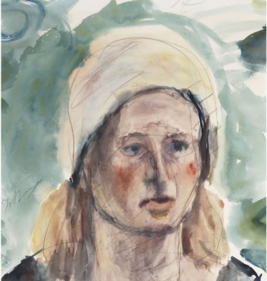 Portrait Of A Woman Wearing A Scarf by George Bouzianis George Bouzianis | ArtsDot.com