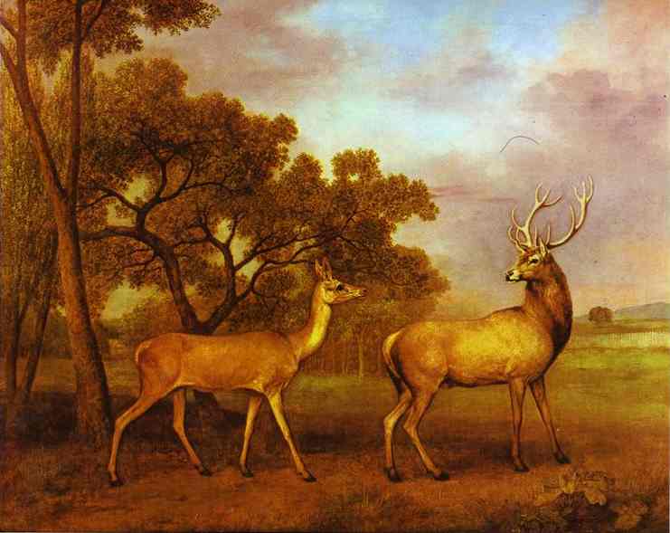 Order Oil Painting Replica Red Deer Stag and Hind, 1792 by George Stubbs (1724-1806, United Kingdom) | ArtsDot.com