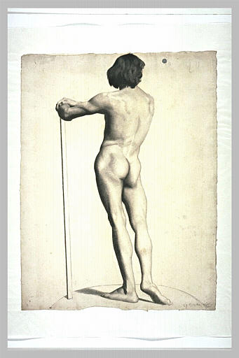 Order Artwork Replica Man standing, leaning on a stick, 1877 by Georges Pierre Seurat (1859-1891, France) | ArtsDot.com