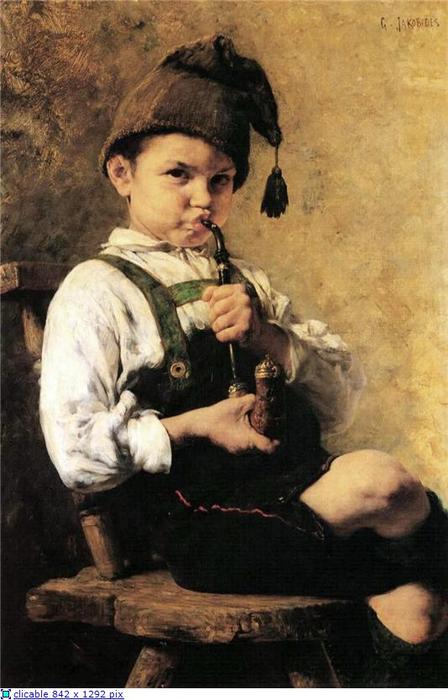Order Paintings Reproductions The Smoker, 1886 by Georgios Jakobides (1853-1932, Turkey) | ArtsDot.com