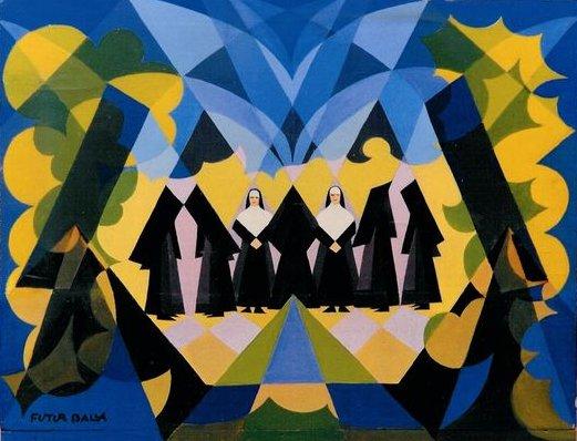 Order Artwork Replica Nuns and Landscape, 1925 by Giacomo Balla (Inspired By) (1871-1958, Italy) | ArtsDot.com