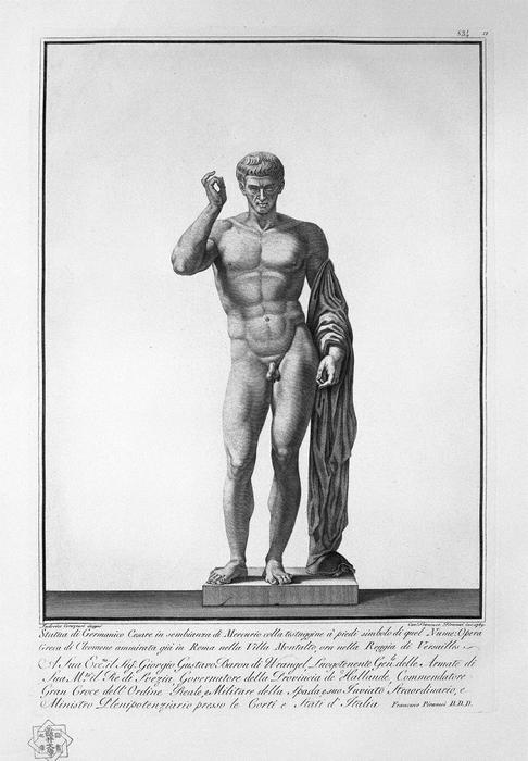 Buy Museum Art Reproductions Germanicus in the guise of Mercury by Giovanni Battista Piranesi (1720-1778, Italy) | ArtsDot.com