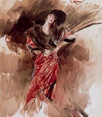 Buy Museum Art Reproductions Lady in Red Dress, 1916 by Giovanni Boldini (1842-1931, Italy) | ArtsDot.com