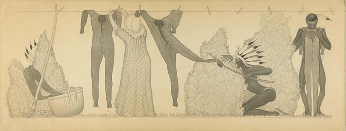 Buy Museum Art Reproductions Untitled, from suite Savage Iowa (Clothesline), 1923 by Grant Wood (1891-1942, United States) | ArtsDot.com
