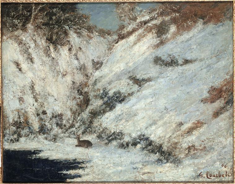Buy Museum Art Reproductions Snow Landscape in Jura, 1866 by Gustave Courbet (1819-1877, France) | ArtsDot.com