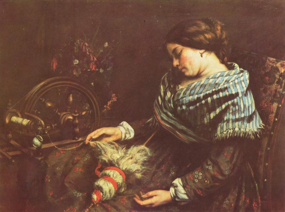 Order Oil Painting Replica The Sleeping Embroiderer, 1853 by Gustave Courbet (1819-1877, France) | ArtsDot.com