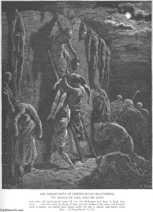 Buy Museum Art Reproductions Jabesh-Gileadites Recover the Bodies of Saul and His Sons by Paul Gustave Doré | ArtsDot.com