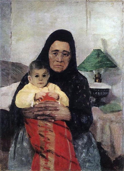 Order Oil Painting Replica Nanny with Child, 1892 by Igor Emmanuilovich Grabar (Inspired By) (1871-1960, Hungary) | ArtsDot.com