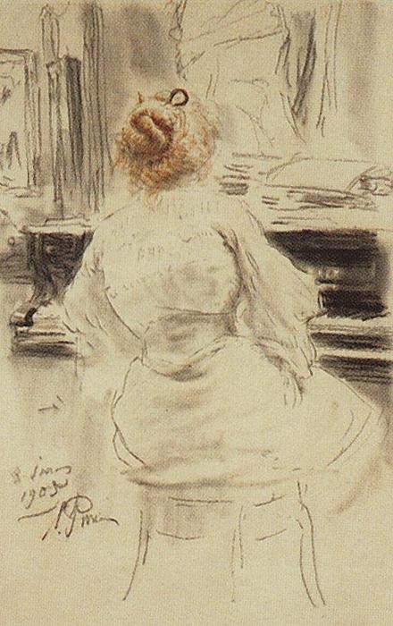Buy Museum Art Reproductions The piano, 1905 by Ilya Yefimovich Repin (1844-1930, Russia) | ArtsDot.com