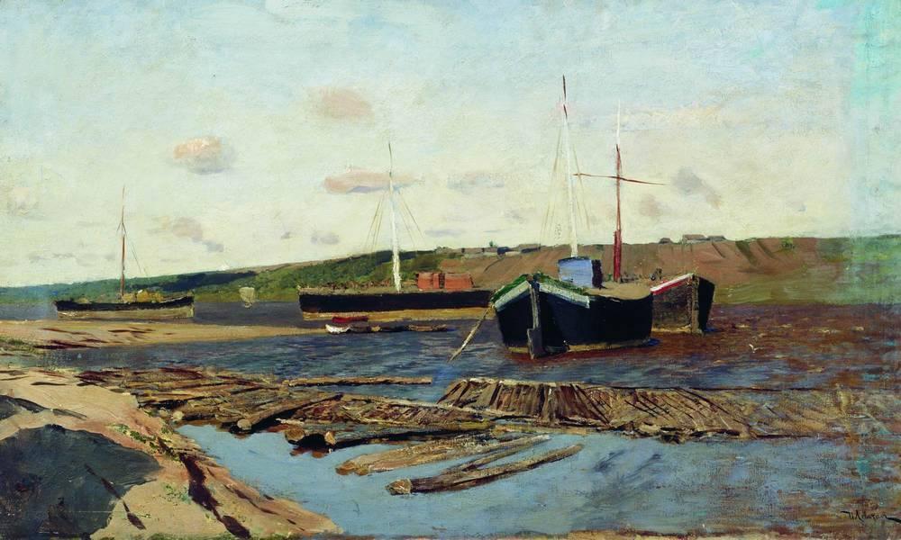 Order Paintings Reproductions Volga. Barges., 1895 by Isaak Ilyich Levitan (1860-1900, Russia) | ArtsDot.com