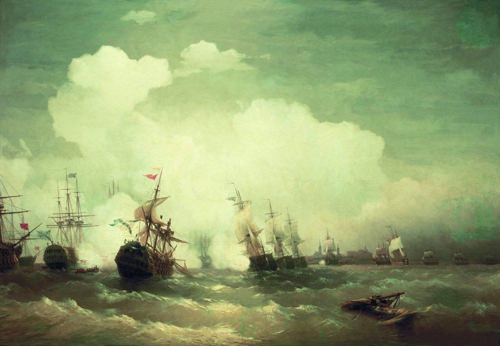 Buy Museum Art Reproductions Sea battle at Revel, 1846 by Ivan Aivazovsky (1817-1900, Russia) | ArtsDot.com
