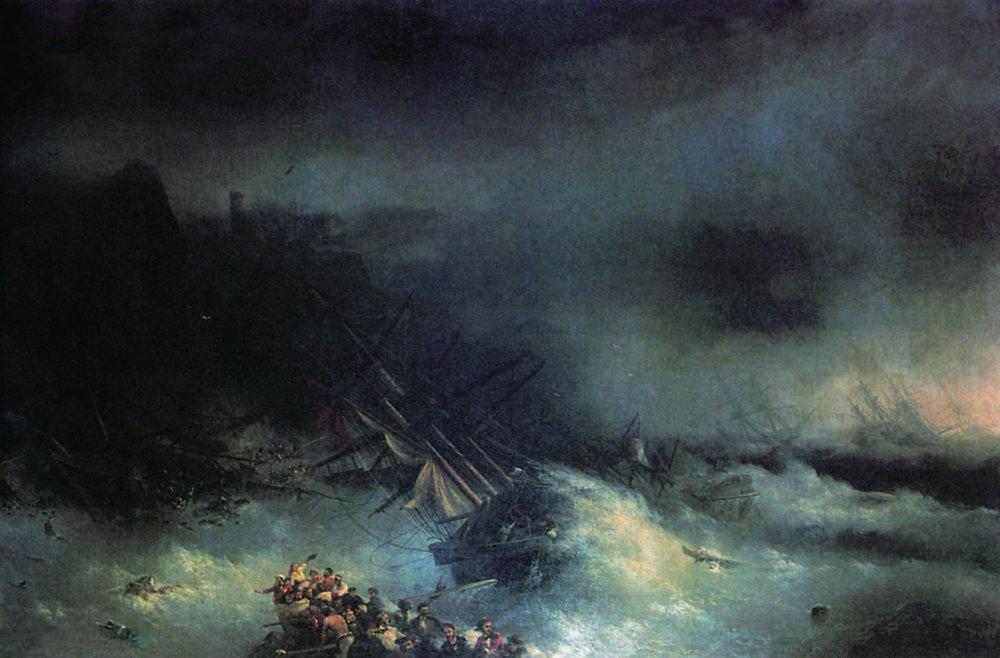 Order Artwork Replica Tempest. Shipwreck of the foreign ship, 1855 by Ivan Aivazovsky (1817-1900, Russia) | ArtsDot.com