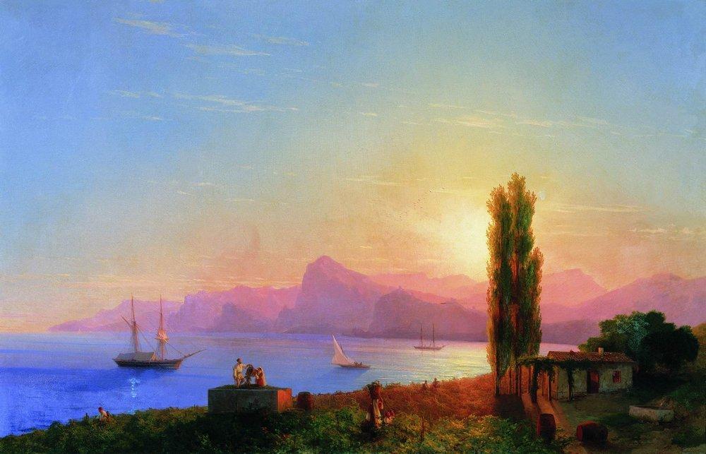 Buy Museum Art Reproductions Sunset at Sea, 1856 by Ivan Aivazovsky (1817-1900, Russia) | ArtsDot.com