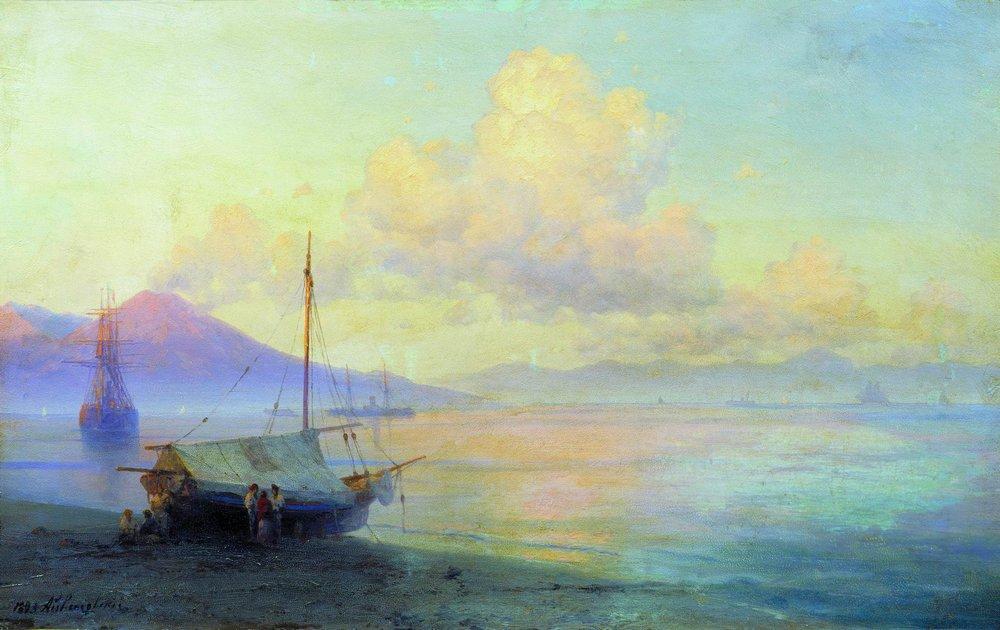 Order Art Reproductions The Bay of Naples in the morning, 1893 by Ivan Aivazovsky (1817-1900, Russia) | ArtsDot.com