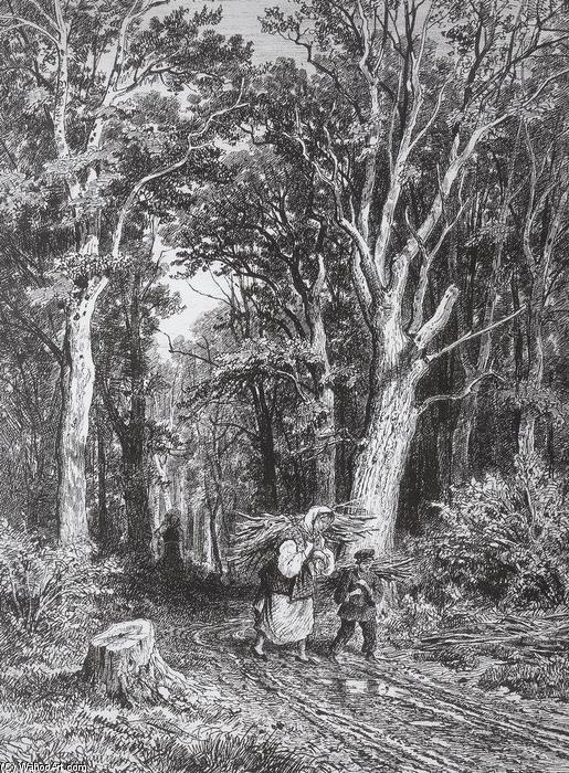 Order Paintings Reproductions The road in forest, 1869 by Ivan Ivanovich Shishkin (1832-1898, Russia) | ArtsDot.com