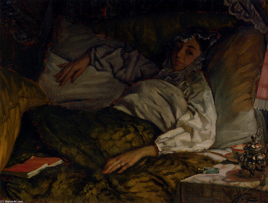 Order Oil Painting Replica A Reclining Lady by James Jacques Joseph Tissot (1836-1902, France) | ArtsDot.com
