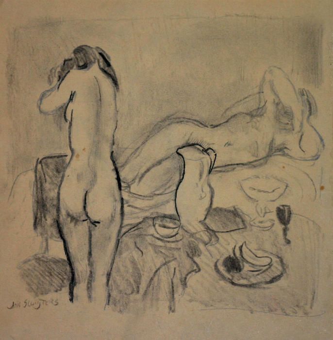 Order Art Reproductions Two nudes in studio by Jan Sluyters (Inspired By) (1881-1957, Netherlands) | ArtsDot.com