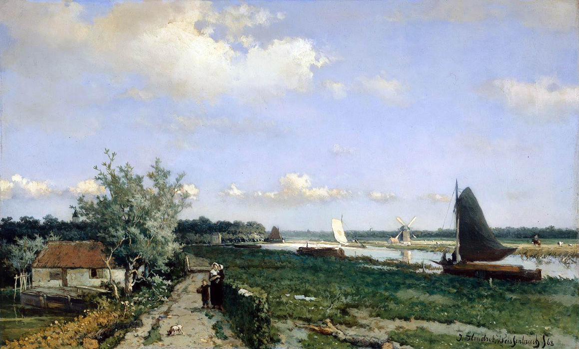 Order Oil Painting Replica Canal at Rijswijk by Johan Hendrik Weissenbruch (1824-1903, Netherlands) | ArtsDot.com