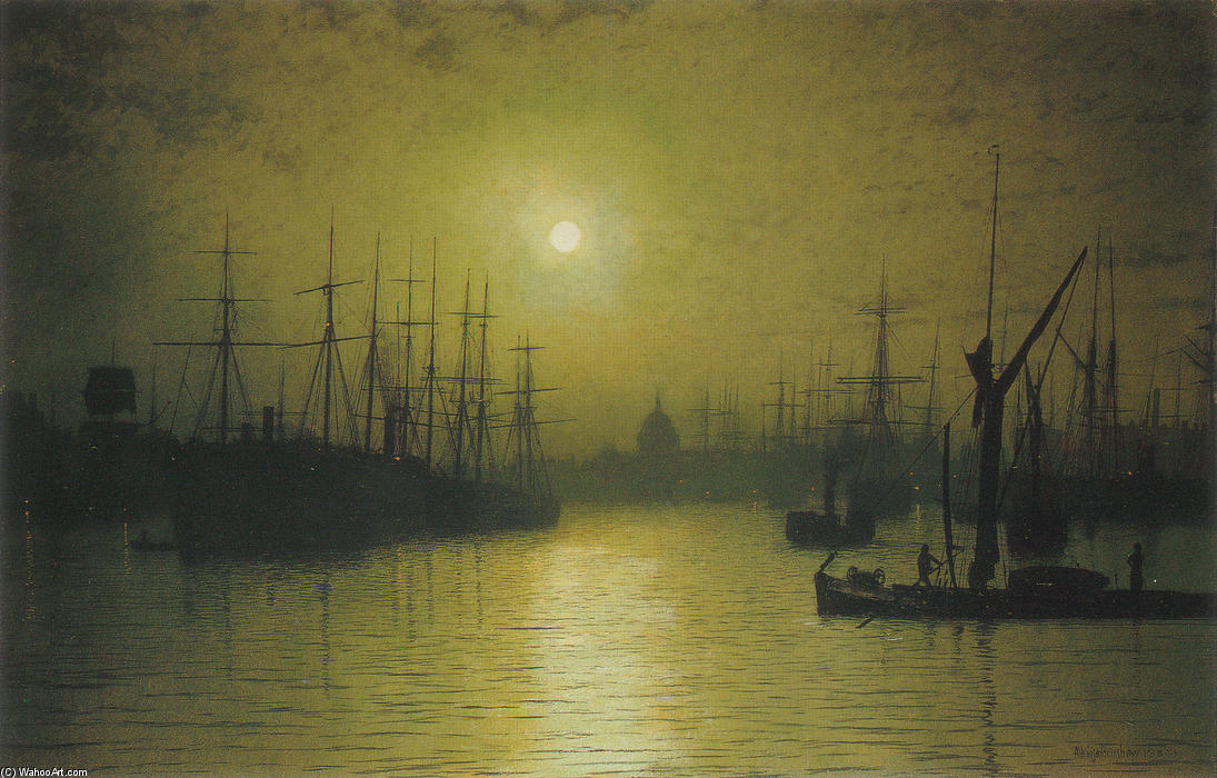 Order Artwork Replica Nightfall on the Thames, 1880 by John Atkinson Grimshaw (1836-1893, United Kingdom) | ArtsDot.com