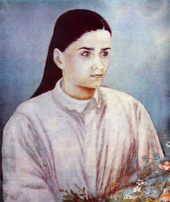 Order Oil Painting Replica Portrait of Olya Bilokur, 1928 by Kateryna Vasylivna Bilokur (Inspired By) (1900-1961, Ukraine) | ArtsDot.com