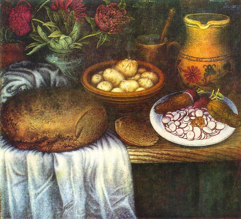 Order Art Reproductions Still life ``Breakfast``, 1950 by Kateryna Vasylivna Bilokur (Inspired By) (1900-1961, Ukraine) | ArtsDot.com