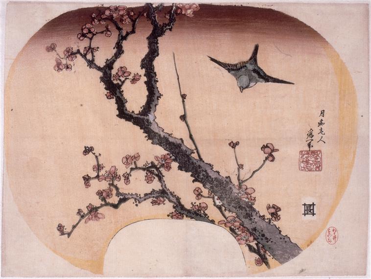 Order Oil Painting Replica Cherry Blossoms and Warbler, 1827 by Katsushika Hokusai (1760-1849, Japan) | ArtsDot.com
