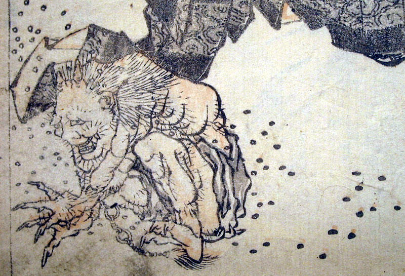 Buy Museum Art Reproductions Oni pelted by beans by Katsushika Hokusai (1760-1849, Japan) | ArtsDot.com