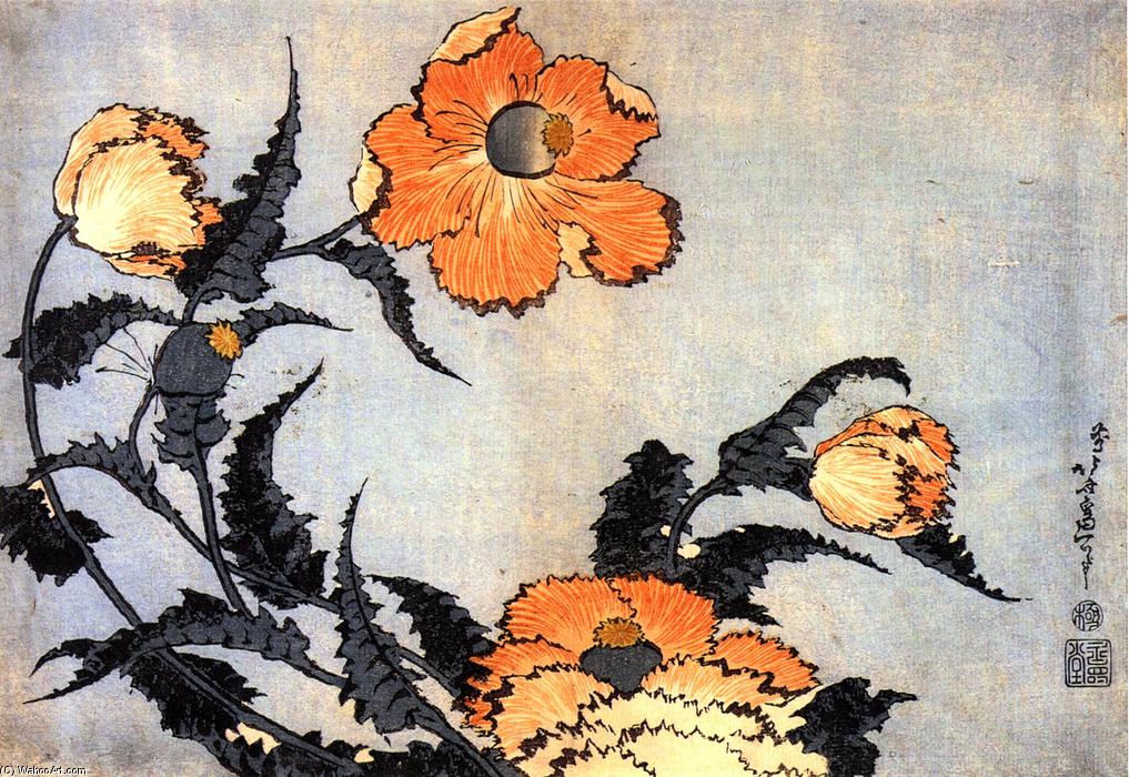 Order Oil Painting Replica Poppies by Katsushika Hokusai (1760-1849, Japan) | ArtsDot.com
