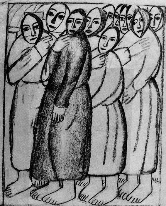 Order Art Reproductions Peasant Women in a Church, 1912 by Kazimir Severinovich Malevich (1878-1935, Ukraine) | ArtsDot.com