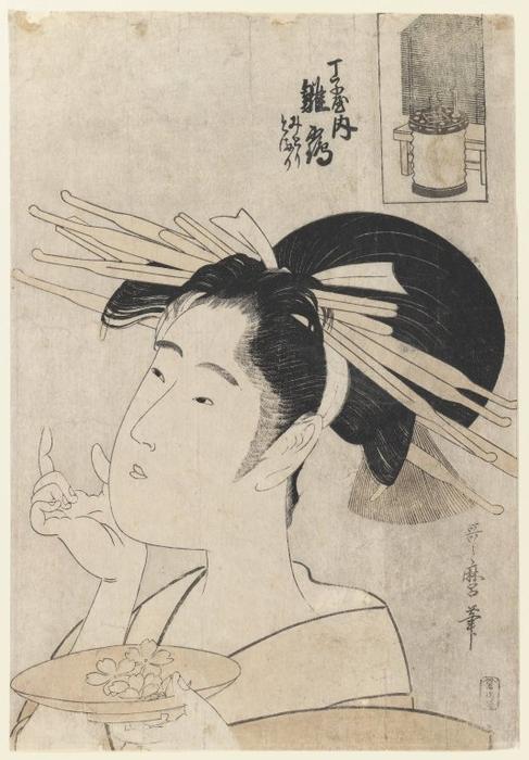 Order Oil Painting Replica Midori of the Hinataka, from The Hour of the Rat by Kitagawa Utamaro (1753-1806, Japan) | ArtsDot.com