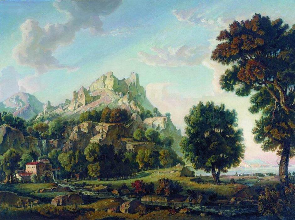 Buy Museum Art Reproductions The Crimean landscape, 1930 by Konstantin Fyodorovich Bogaevsky (1872-1943, Ukraine) | ArtsDot.com