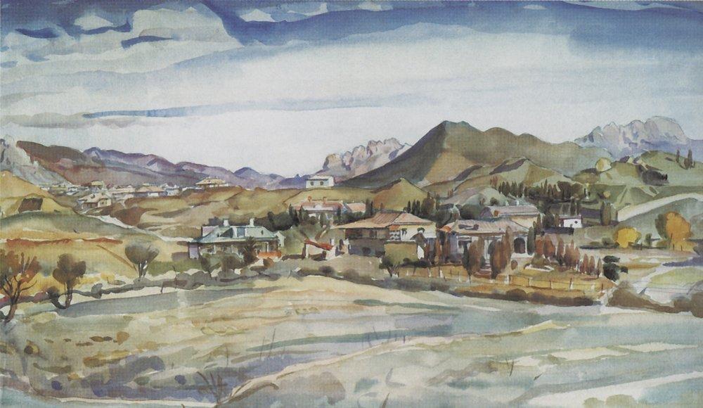 Buy Museum Art Reproductions The Crimean landscape, 1935 by Konstantin Fyodorovich Bogaevsky (1872-1943, Ukraine) | ArtsDot.com