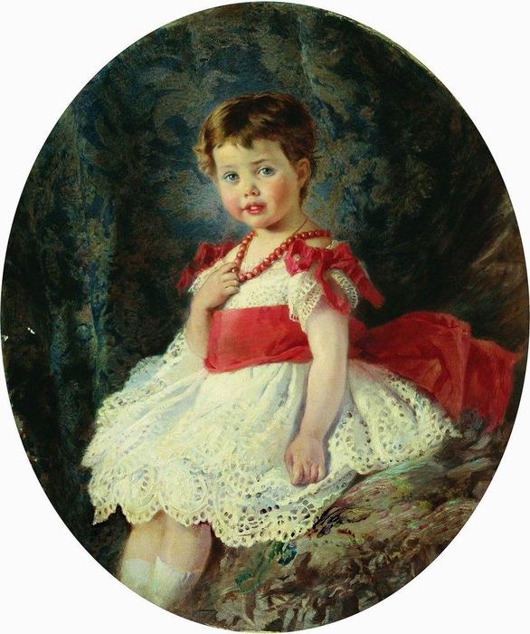 Order Oil Painting Replica Portrait of the Girl, 1877 by Konstantin Yegorovich Makovsky (1839-1915, Russia) | ArtsDot.com