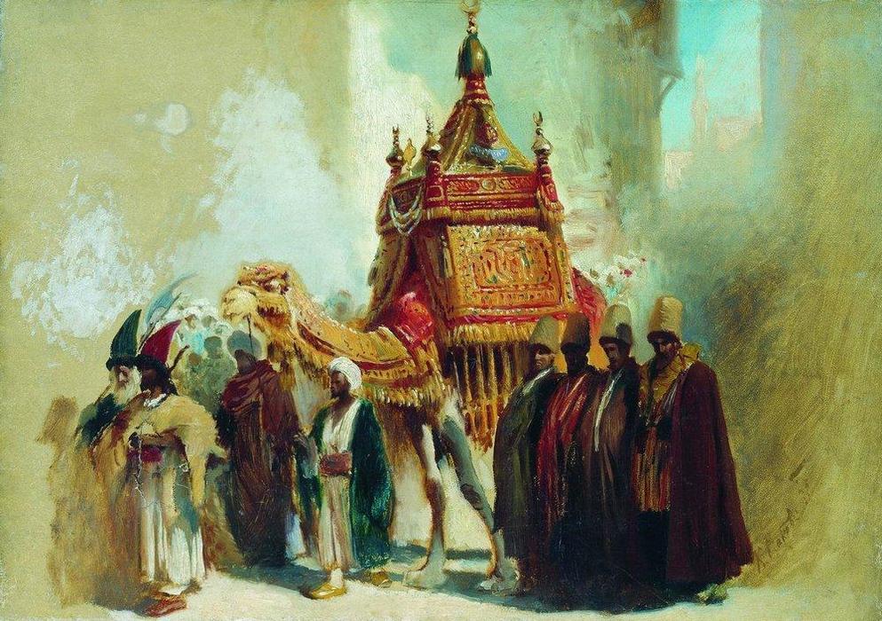 Buy Museum Art Reproductions The transfer of the sacred carpet from Mecca to Cairo by Konstantin Yegorovich Makovsky (1839-1915, Russia) | ArtsDot.com