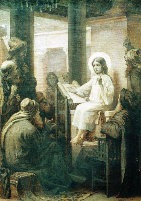 Order Paintings Reproductions Christ among the teachers, 1860 by Konstantin Yegorovich Makovsky (1839-1915, Russia) | ArtsDot.com