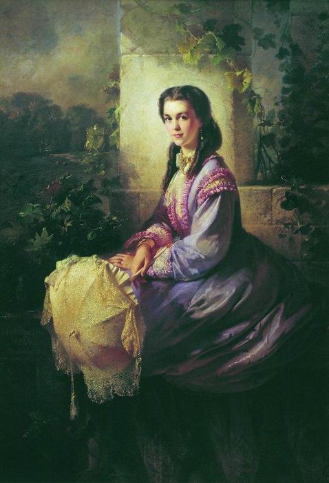 Buy Museum Art Reproductions Portrait of Princess S.Stroganova, 1864 by Konstantin Yegorovich Makovsky (1839-1915, Russia) | ArtsDot.com