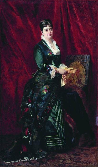 Buy Museum Art Reproductions Portrait of the Young Lady with Green Dress, 1879 by Konstantin Yegorovich Makovsky (1839-1915, Russia) | ArtsDot.com