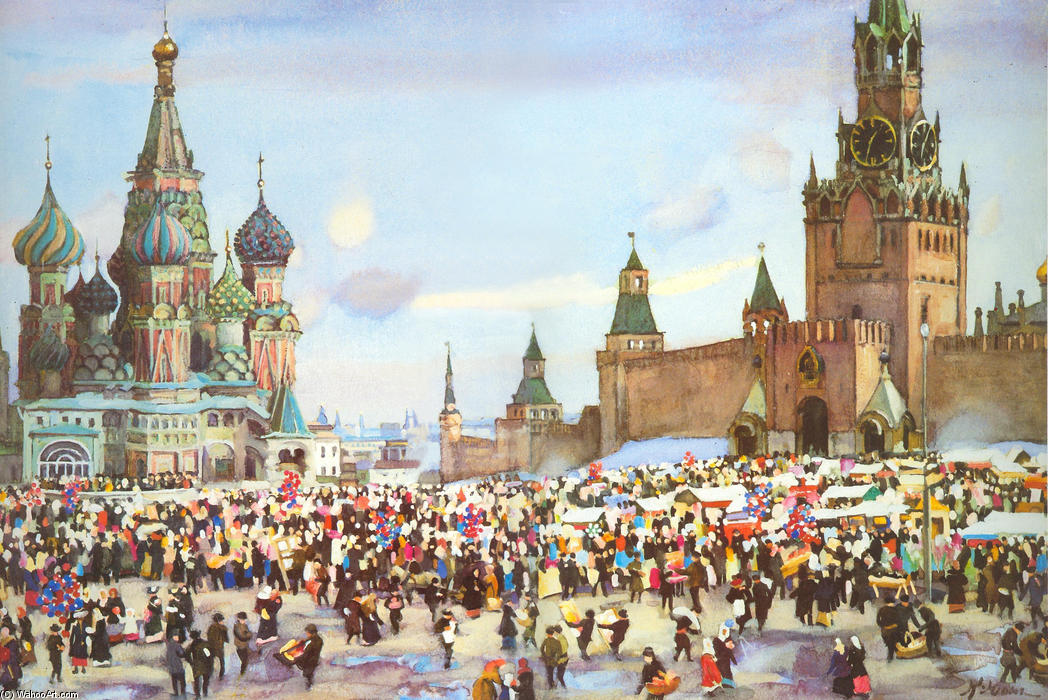 Order Artwork Replica Palm Sunday Bazaar on Red Square, 1916 by Konstantin Yuon (Inspired By) (1875-1958, Russia) | ArtsDot.com