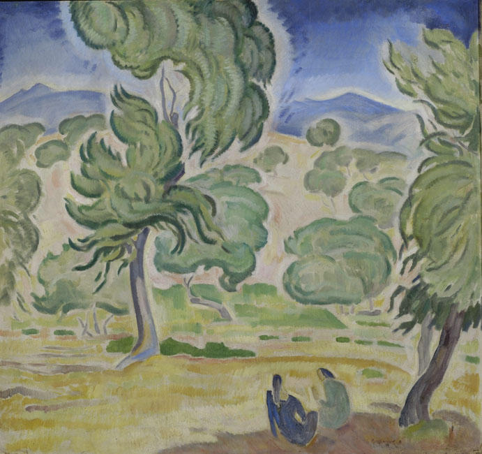 Order Paintings Reproductions Pine Trees on Kerkyra, 1917 by Konstantinos Parthenis (Inspired By) (1878-1967, Egypt) | ArtsDot.com