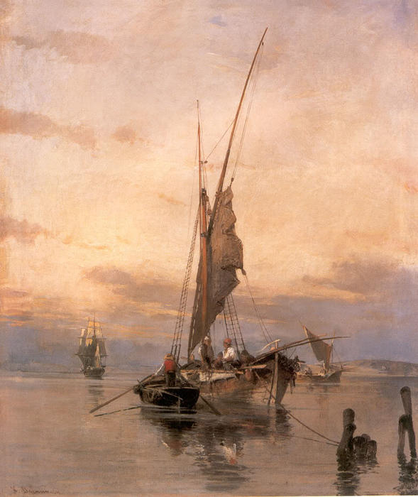 Order Oil Painting Replica Fishing Boats by Konstantinos Volanakis (1837-1907, Greece) | ArtsDot.com