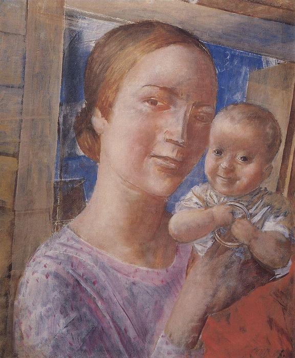 Order Oil Painting Replica Mother and child, 1927 by Kuzma Petrov-Vodkin (1878-1939, Russia) | ArtsDot.com