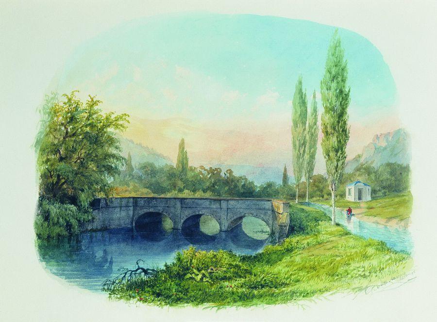 Order Paintings Reproductions Sevastopol aqueduct in the gully Ushakovskaya, 1850 by Lev Felixovich Lagorio | ArtsDot.com