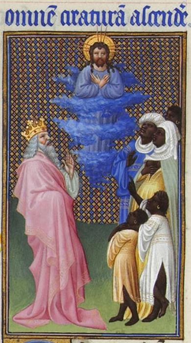 Order Art Reproductions David Imagines Christ Elevated Above All Other Beings by Limbourg Brothers (1385-1416, Netherlands) | ArtsDot.com