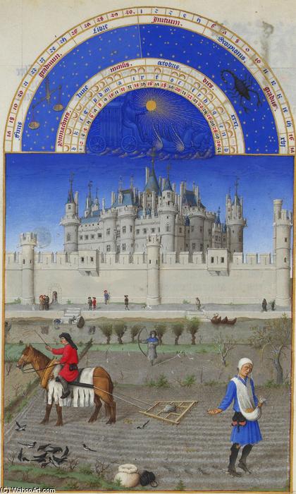 Order Paintings Reproductions October: Sowing the Winter Grain by Limbourg Brothers (1385-1416, Netherlands) | ArtsDot.com