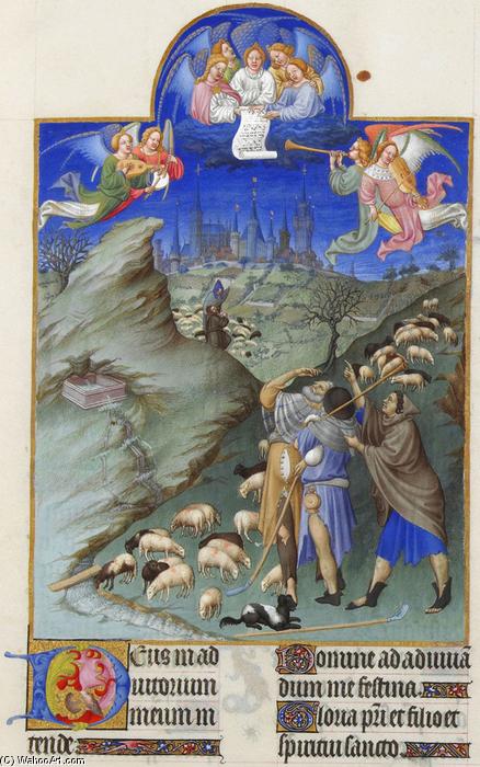 Order Paintings Reproductions The Annunciation to the Shepherds by Limbourg Brothers (1385-1416, Netherlands) | ArtsDot.com