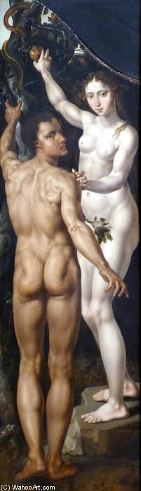 Buy Museum Art Reproductions Adam and Eve, 1550 by Maarten Van Heemskerck | ArtsDot.com