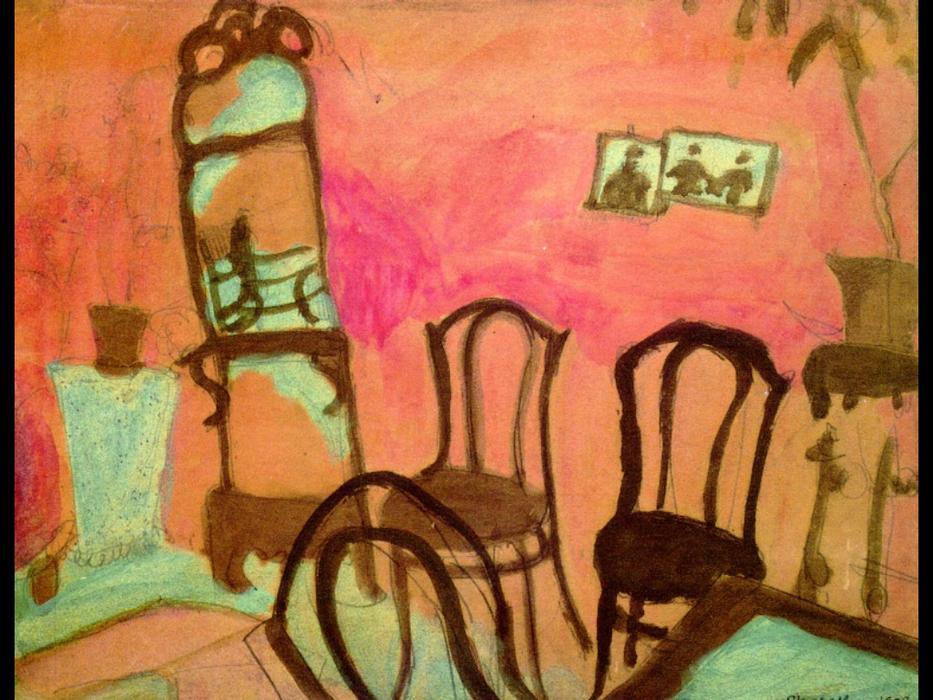 Order Oil Painting Replica Small Drawing Room, 1908 by Marc Chagall (Inspired By) (1887-1985, Belarus) | ArtsDot.com