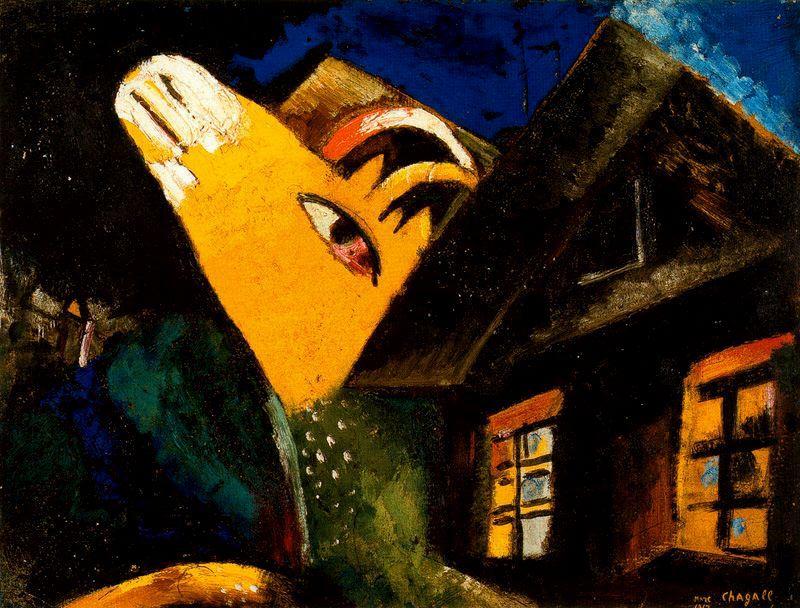Order Oil Painting Replica The cowshed, 1917 by Marc Chagall (Inspired By) (1887-1985, Belarus) | ArtsDot.com