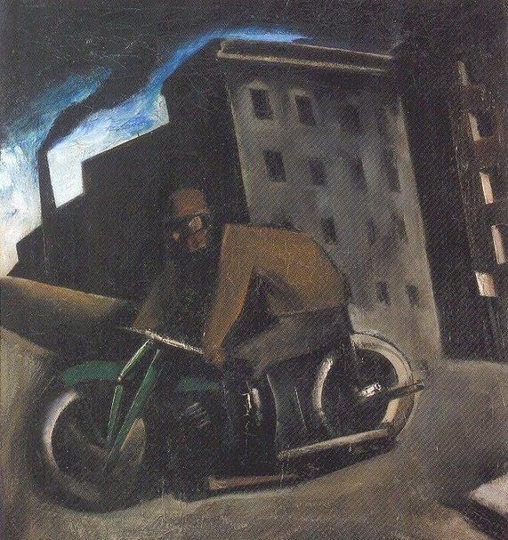 Order Oil Painting Replica The Motorcyclist, 1920 by Mario Sironi (Inspired By) (1885-1961, Italy) | ArtsDot.com